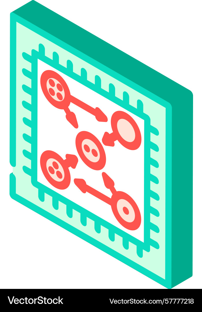 Chip verschränkte Qubits Quantencomputer isometrisch Vektorbild