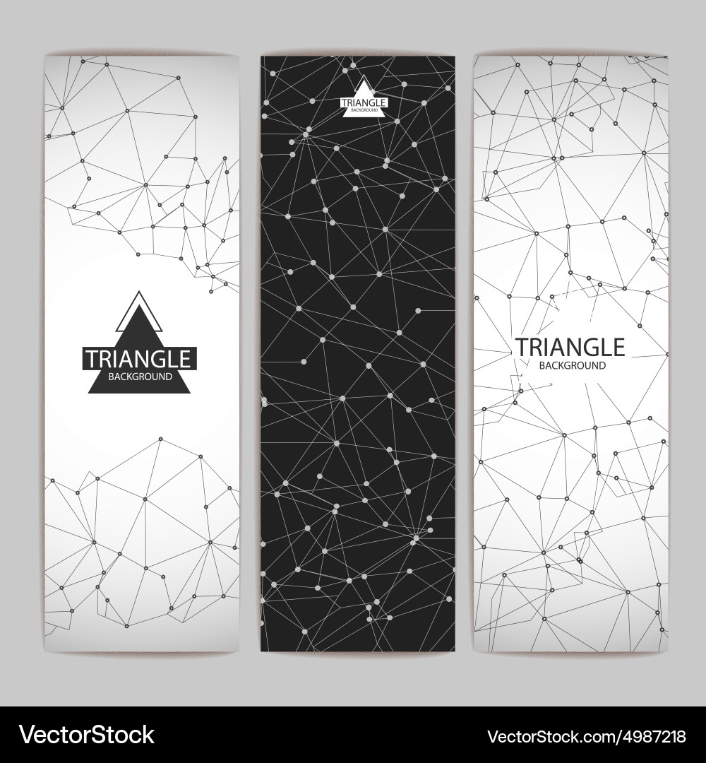 Set of abstract triangle background banners vector image