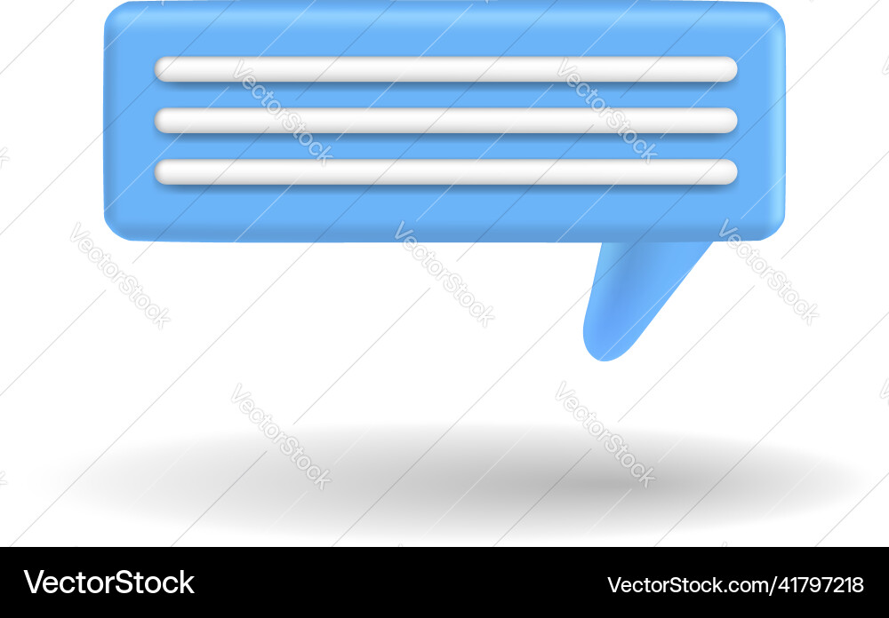 Speech bubble 3d box chat button message talk vector image