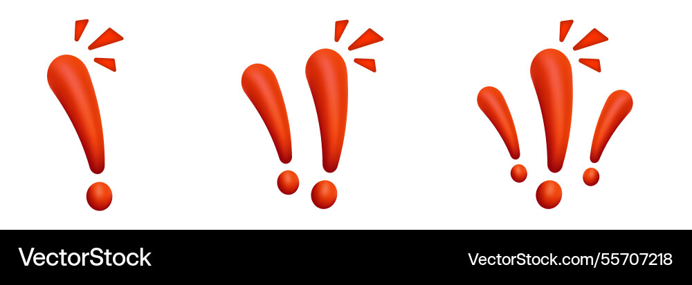 Three red exclamation marks with triangular Vector Image