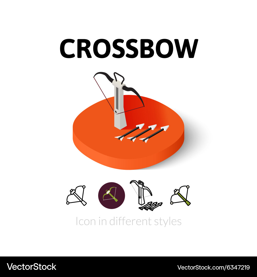 Crossbow icon in different style vector image