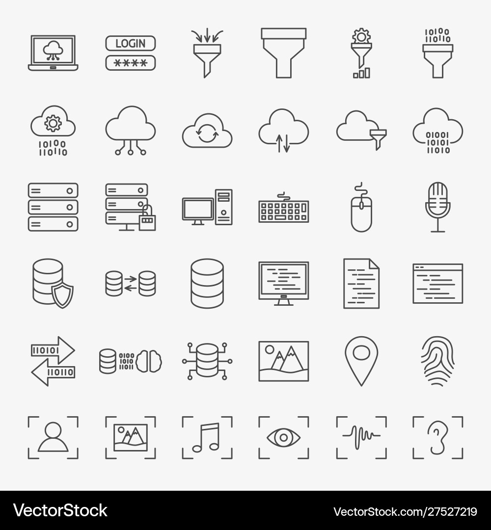 Data Science Line Icons - Thin Outline vector image