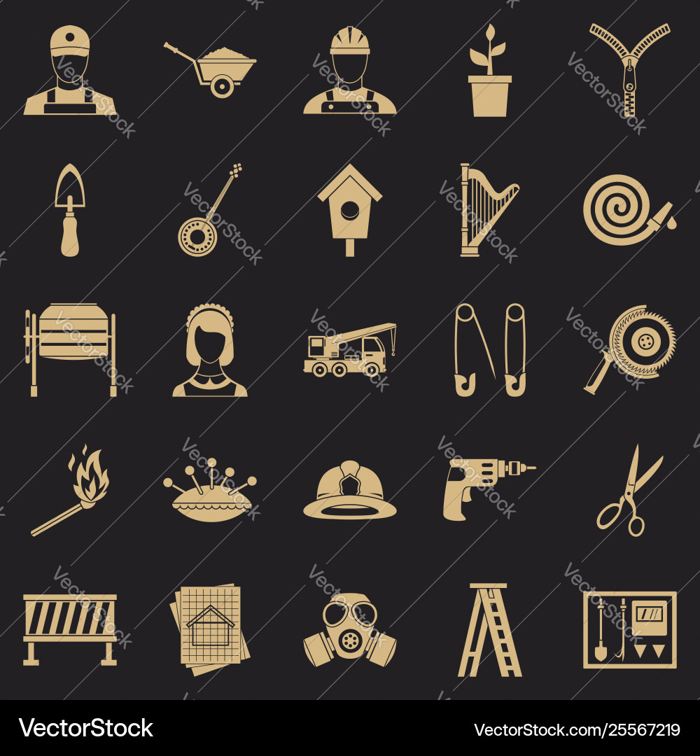 Engineering machine icons set simple style Engineering machine icons set simple style vector image