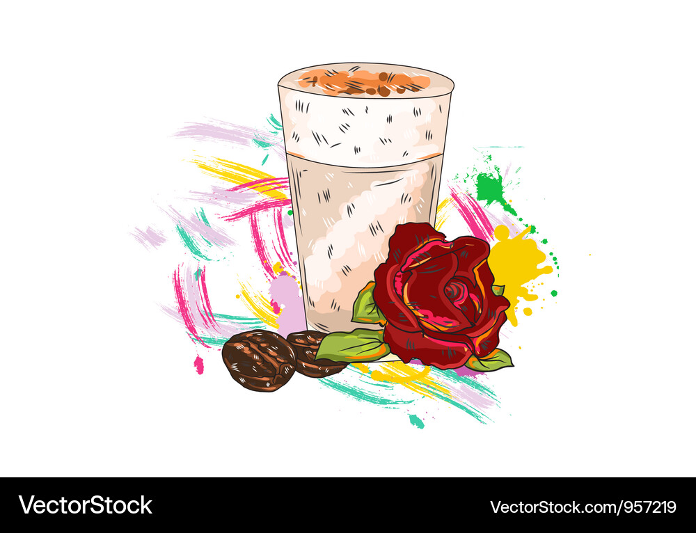 Rose with colorful splashes Vector Image