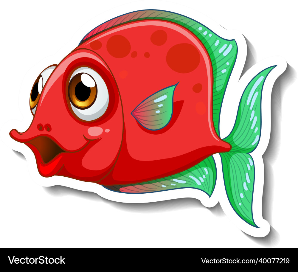 Süße Fisch Meer Tier Cartoon Aufkleber Süße Fisch Meer Tier Cartoon Aufkleber vektorbild