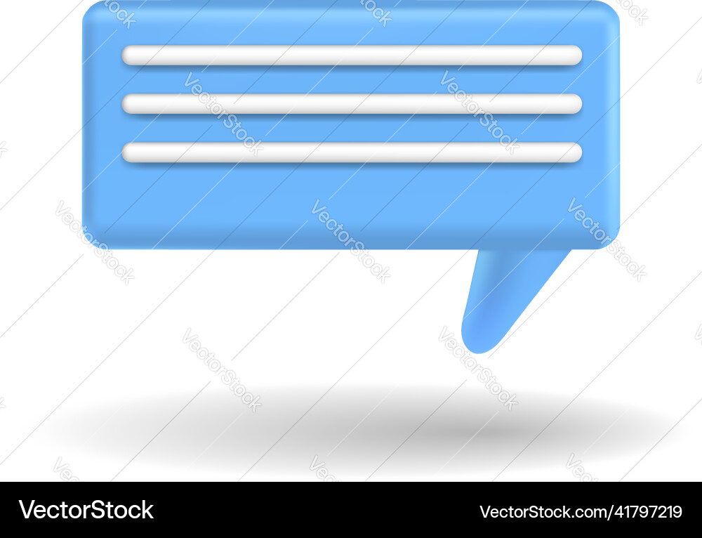Speech bubble 3d box chat button message talk Speech bubble 3d box chat button message talk vector image