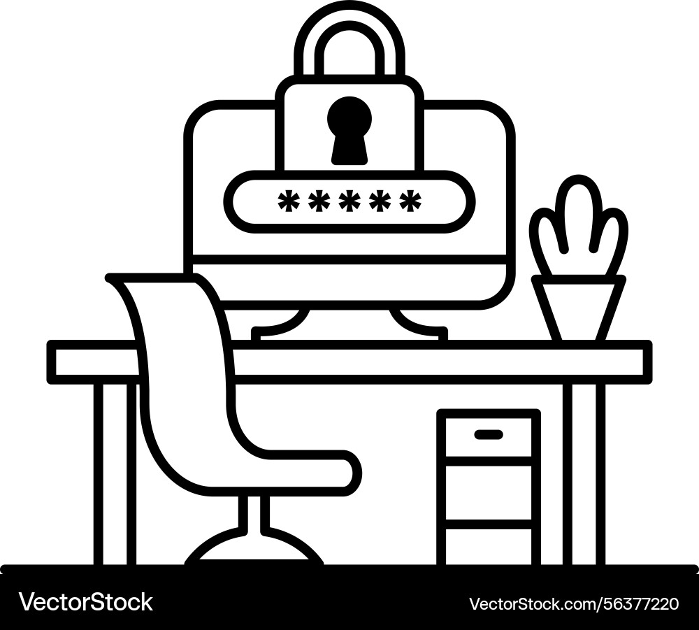 Computer monitor with a password lock Vector Image
