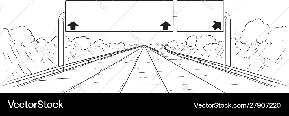 Drawing highway going forward with branching Drawing highway going forward with branching vector image