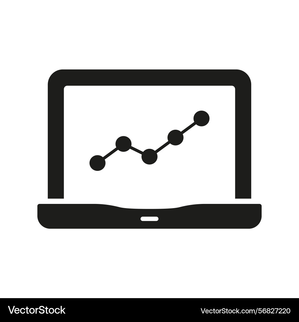 Laptop with graph solid icon data analysis Laptop with graph solid icon data analysis vector image