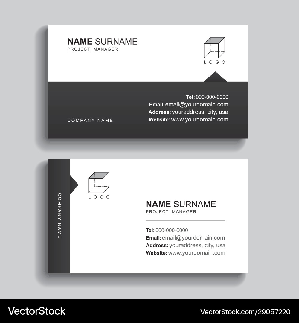 Minimal business card print template design black Minimal business card print template design black vector image