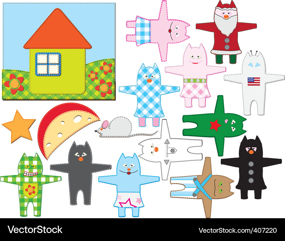 Patchwork cats Vector Image