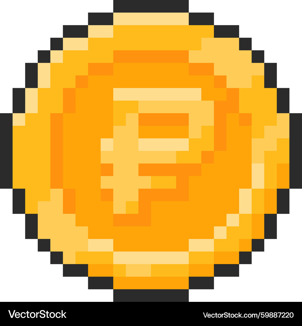 Ruble Coin Pixel Art Icon – Royalty-Free Vector | VectorStock