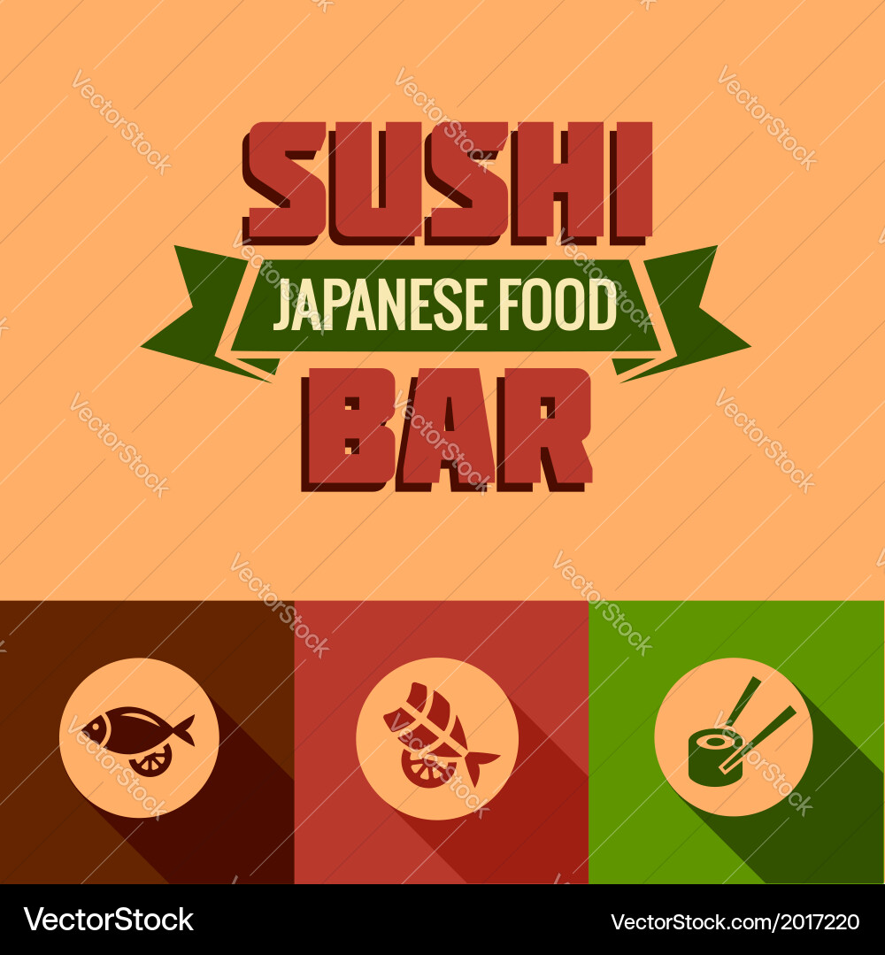 Seafood Flat Icons - Sushi & Shells vector image