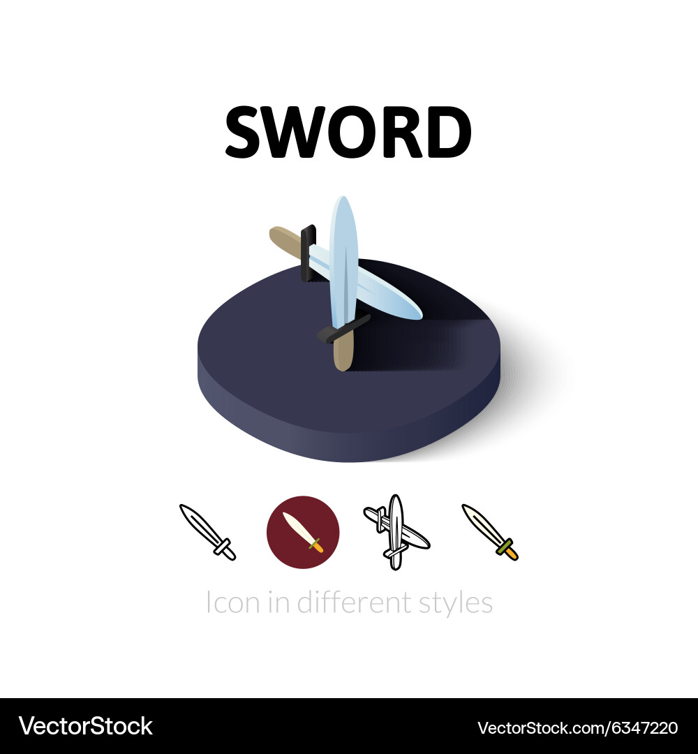 Sword icon in different style vector image