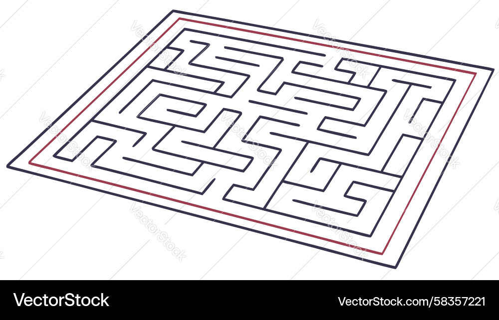 Red Maze Puzzle with Solution Vector Image
