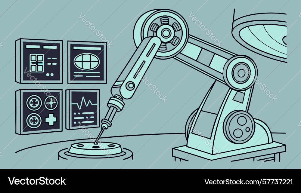 Robotic arm in control center precision tasking vector image
