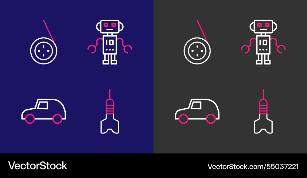 Set line dart arrow toy car robot and yoyo Set line dart arrow toy car robot and yoyo vector image