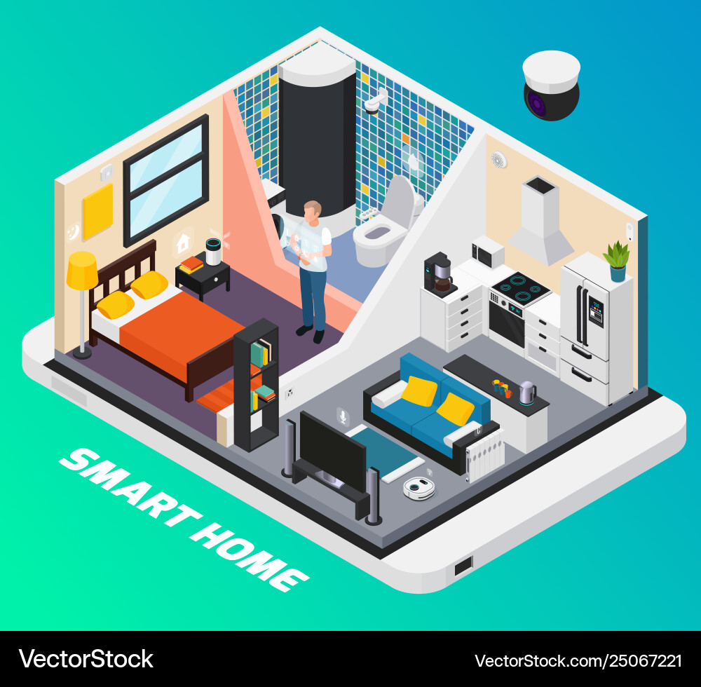 Smart home isometric composition Royalty Free Vector Image