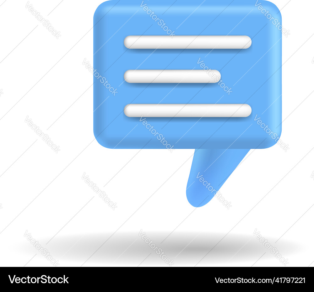 Speech bubble 3d box chat button message talk Speech bubble 3d box chat button message talk Vector Image