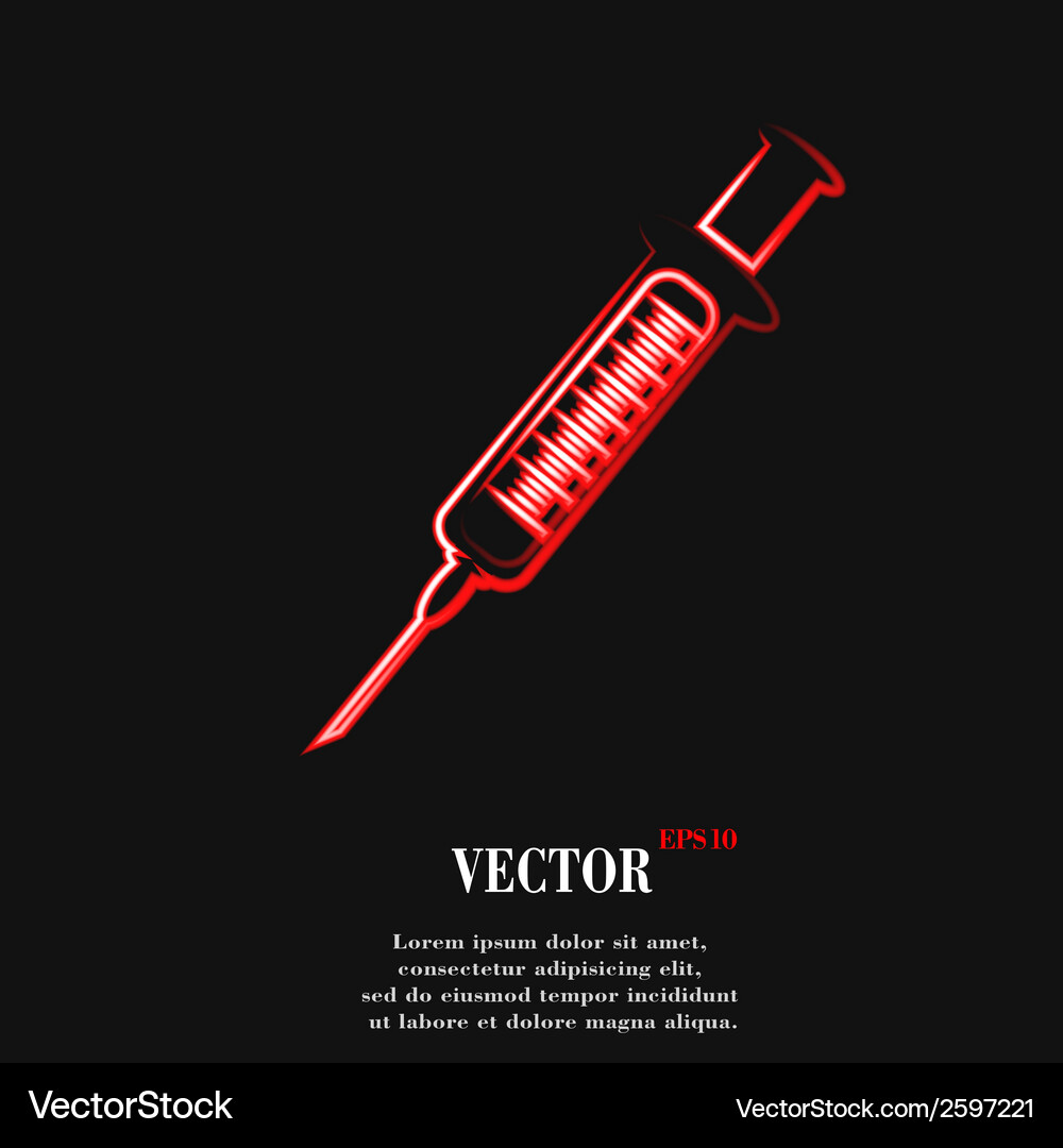 Syringe flat modern web button and space for your Vector Image