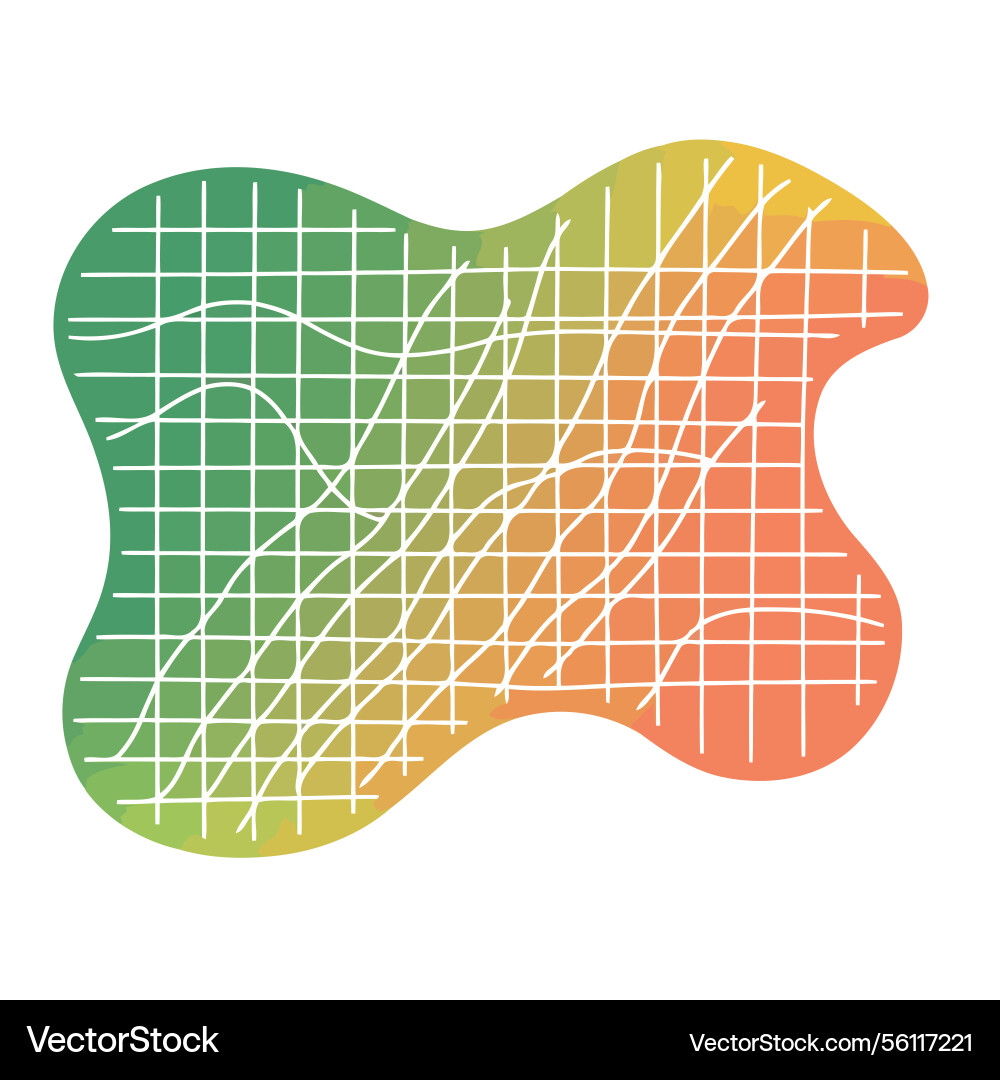 Vibrant color gradient amoeba with grid pattern Vector Image