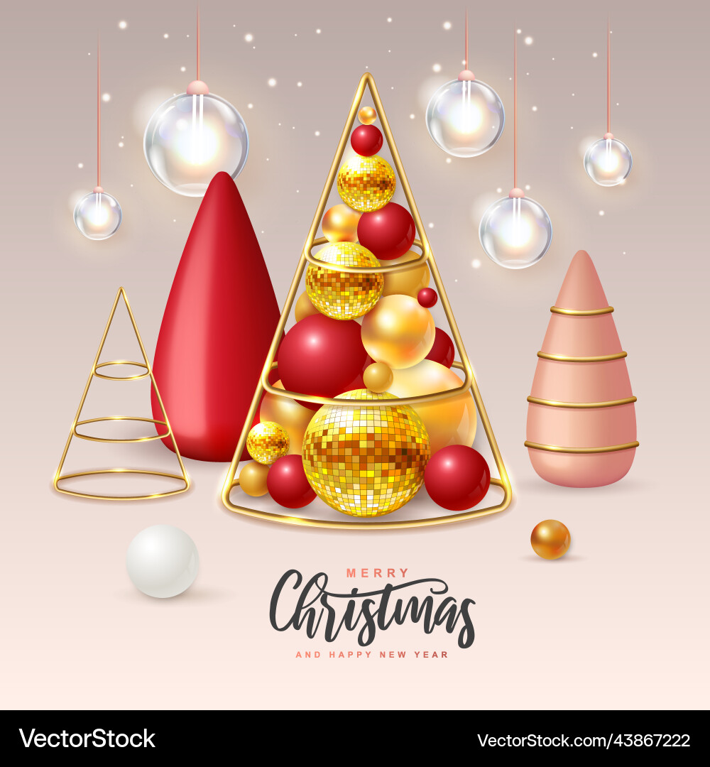 Background with 3d plastic christmas trees Vector Image