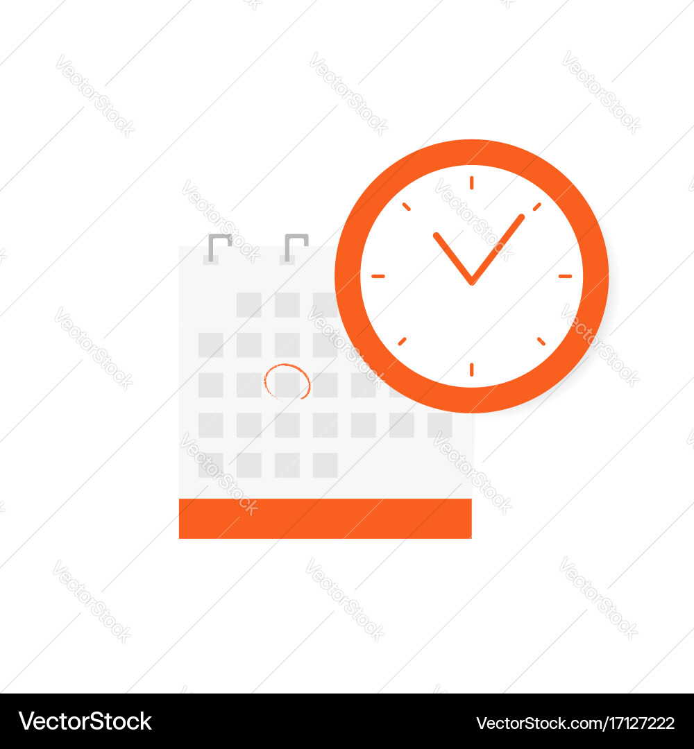 Calendar with Date & Clock Icon vector image