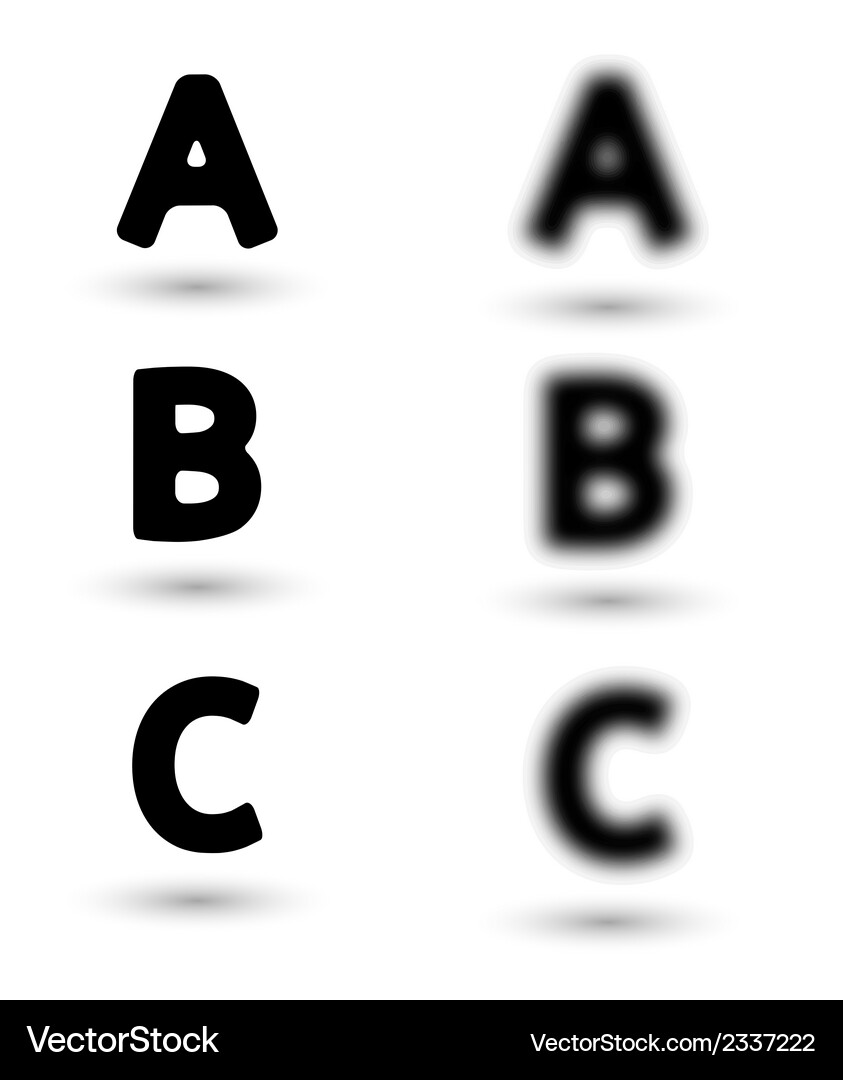 Sharp and unsharp alphabet letters font Vector Image