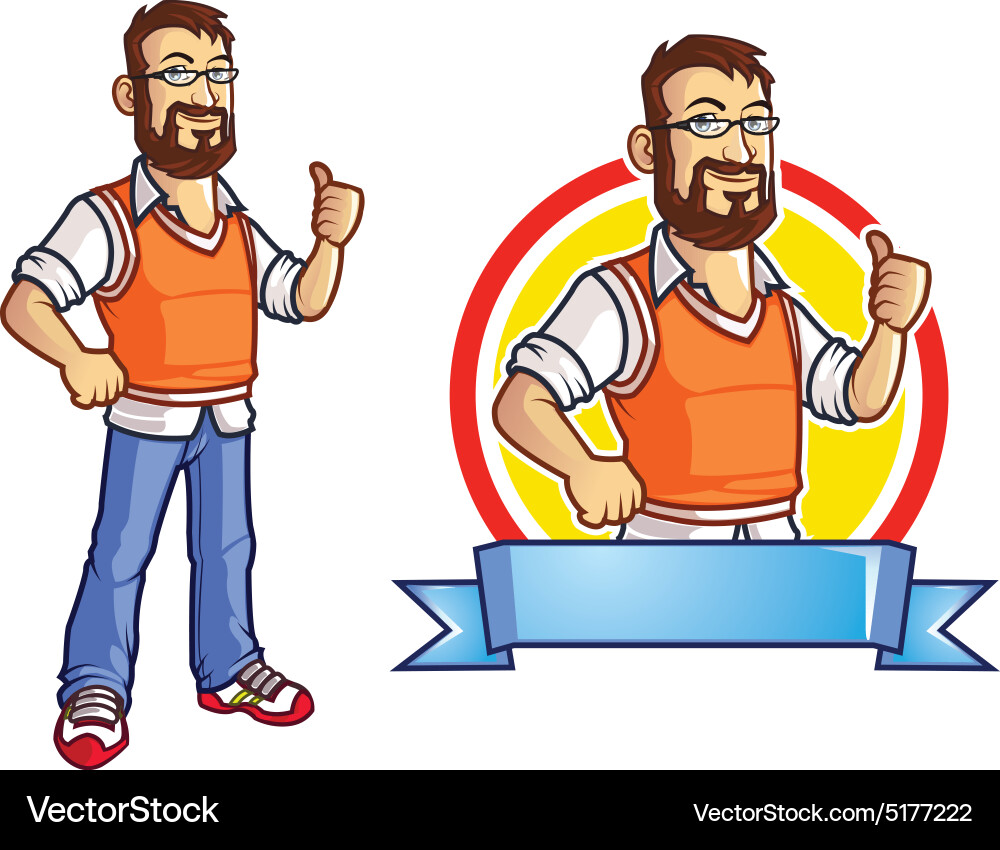 Smart Tech Mascot - Bearded Programmer vector image