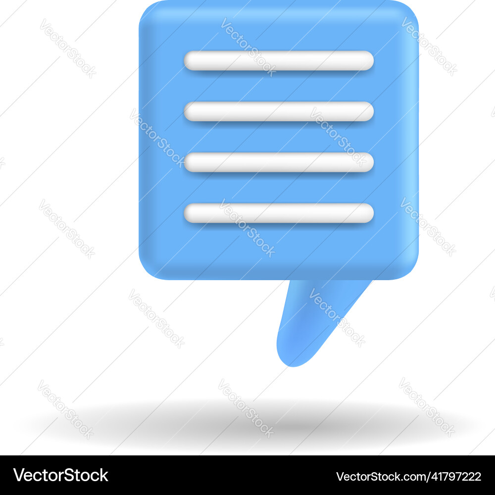 Speech bubble 3d box chat button message talk vector image