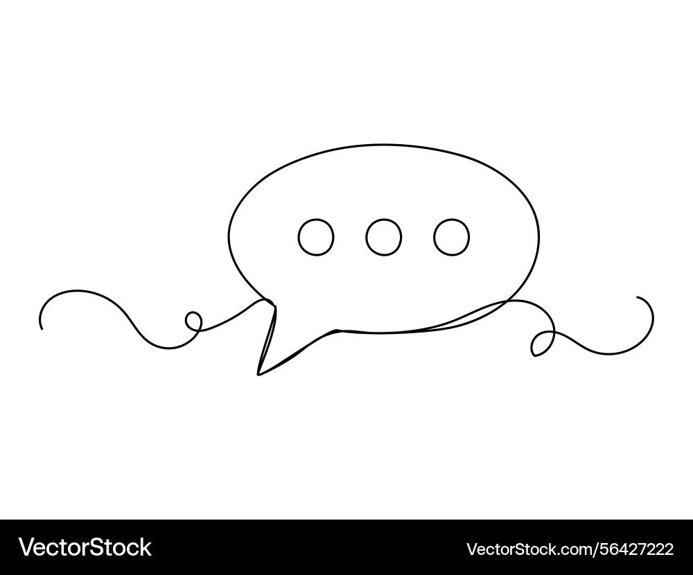 Speech bubble shape continuous one line art Speech bubble shape continuous one line art vector image