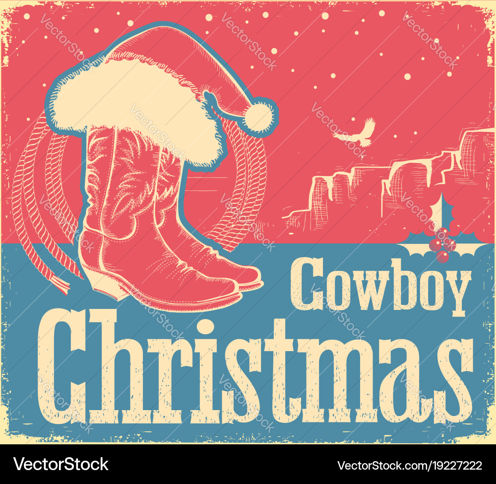 Western Cowboy Weihnachtskarte vektorbild