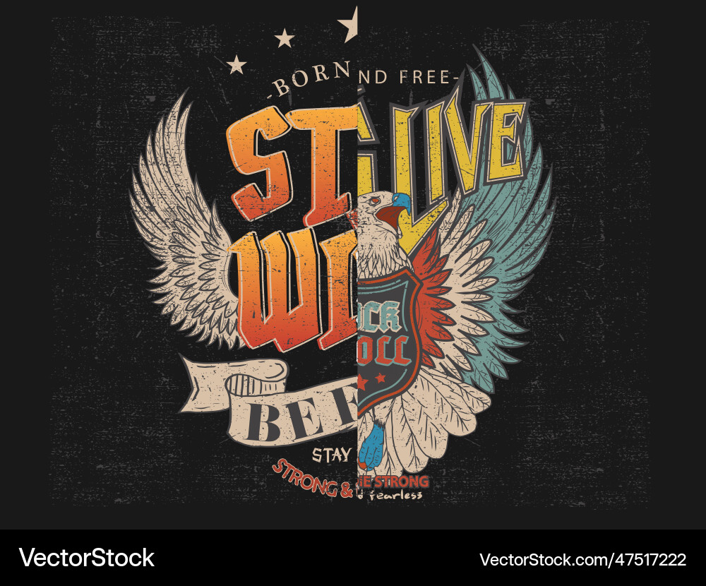 Wild Eagle Rock & Roll Vector Image