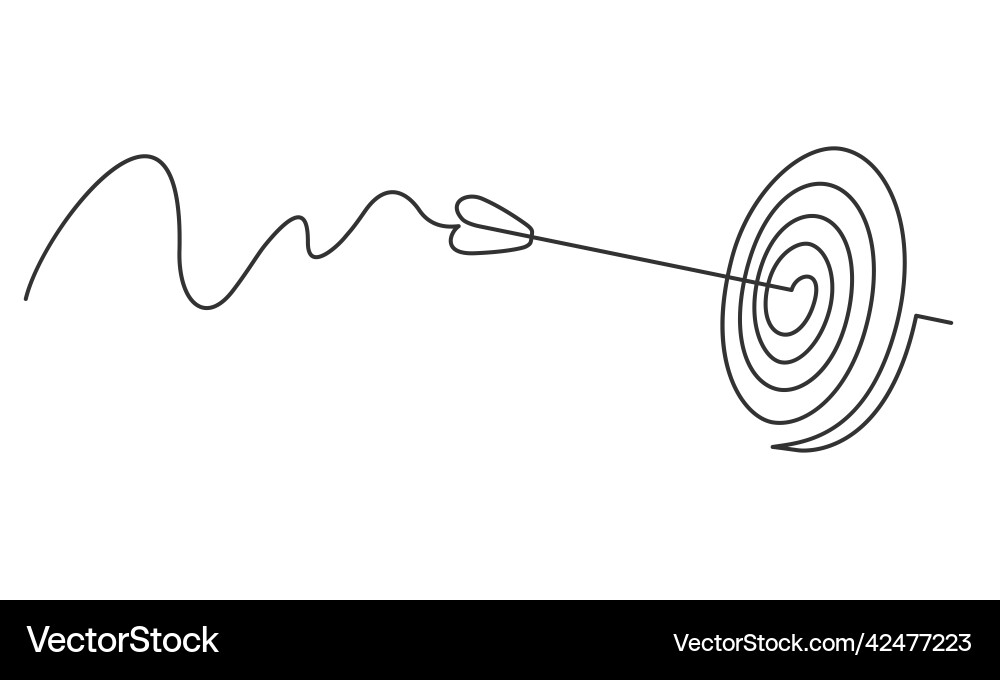 Arrow target one line vector image