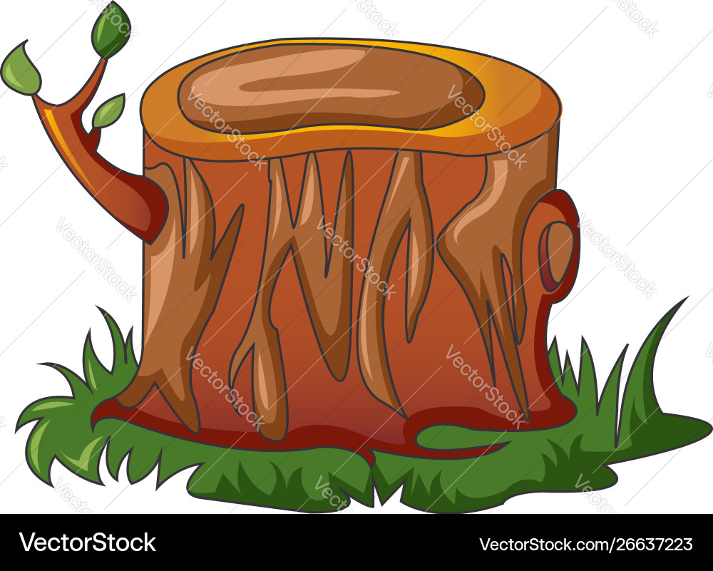 Baumstumpf mit neuem Astsymbol Cartoon Stil Baumstumpf mit neuem Astsymbol Cartoon Stil vektorbild
