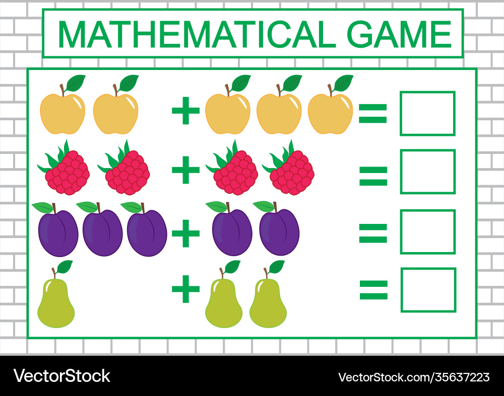 Children's Counting Addition Task vector image