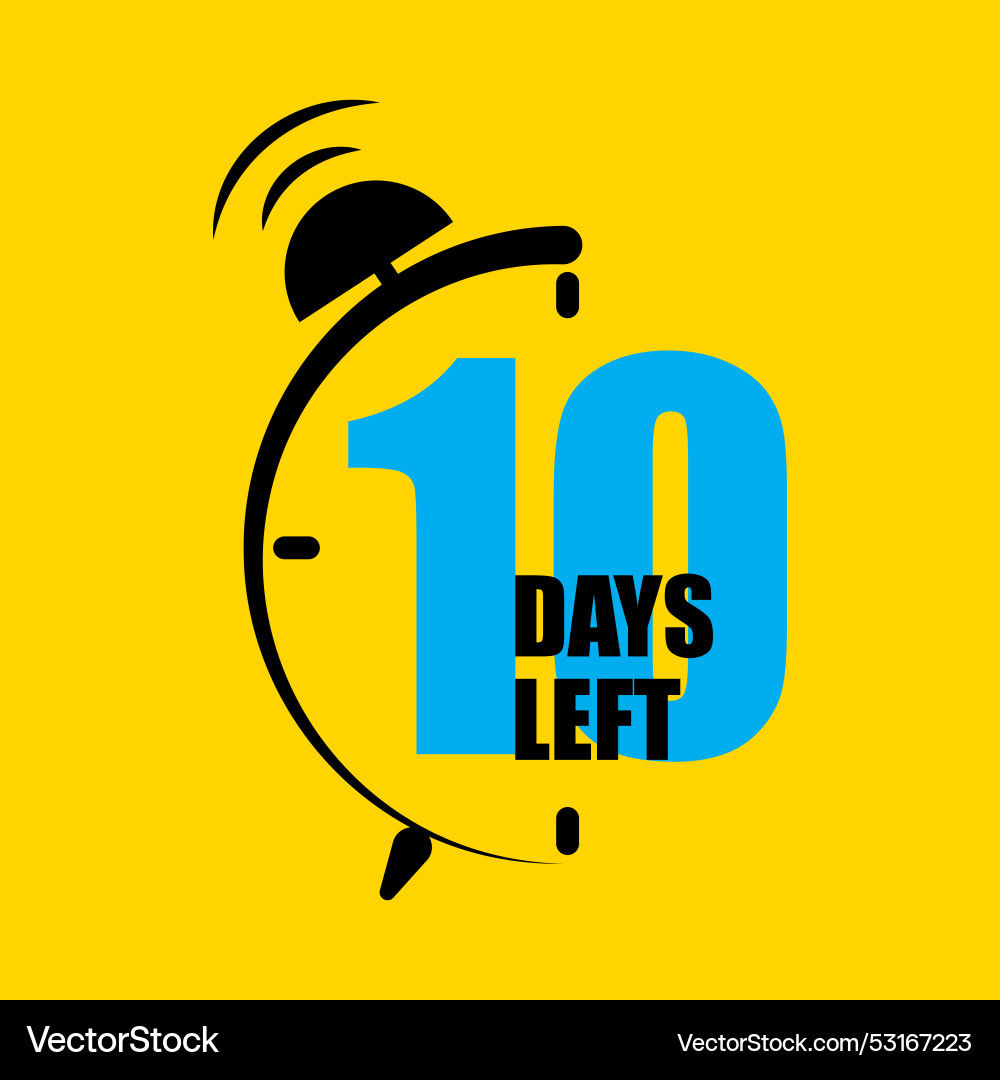 Countdown timer icon ten days left alert deadline Countdown timer icon ten days left alert deadline vector image