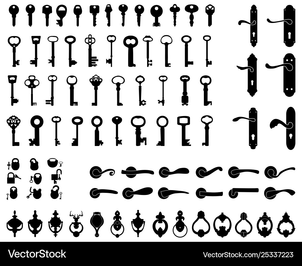 Door handle keys and padlocks vector image