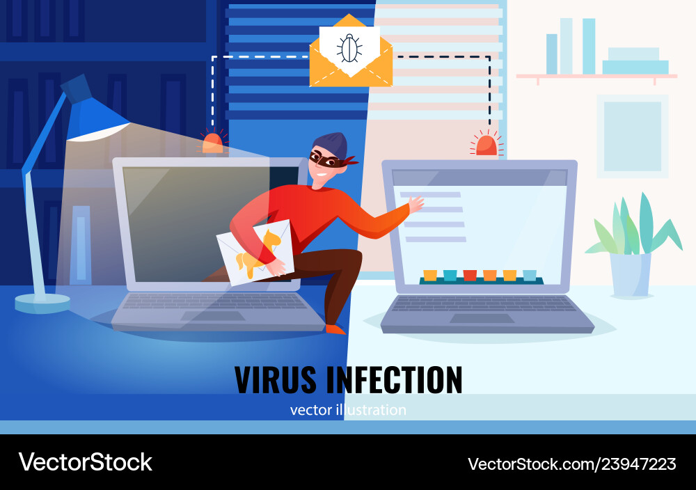 Hacker Attack Computer Scene vector image