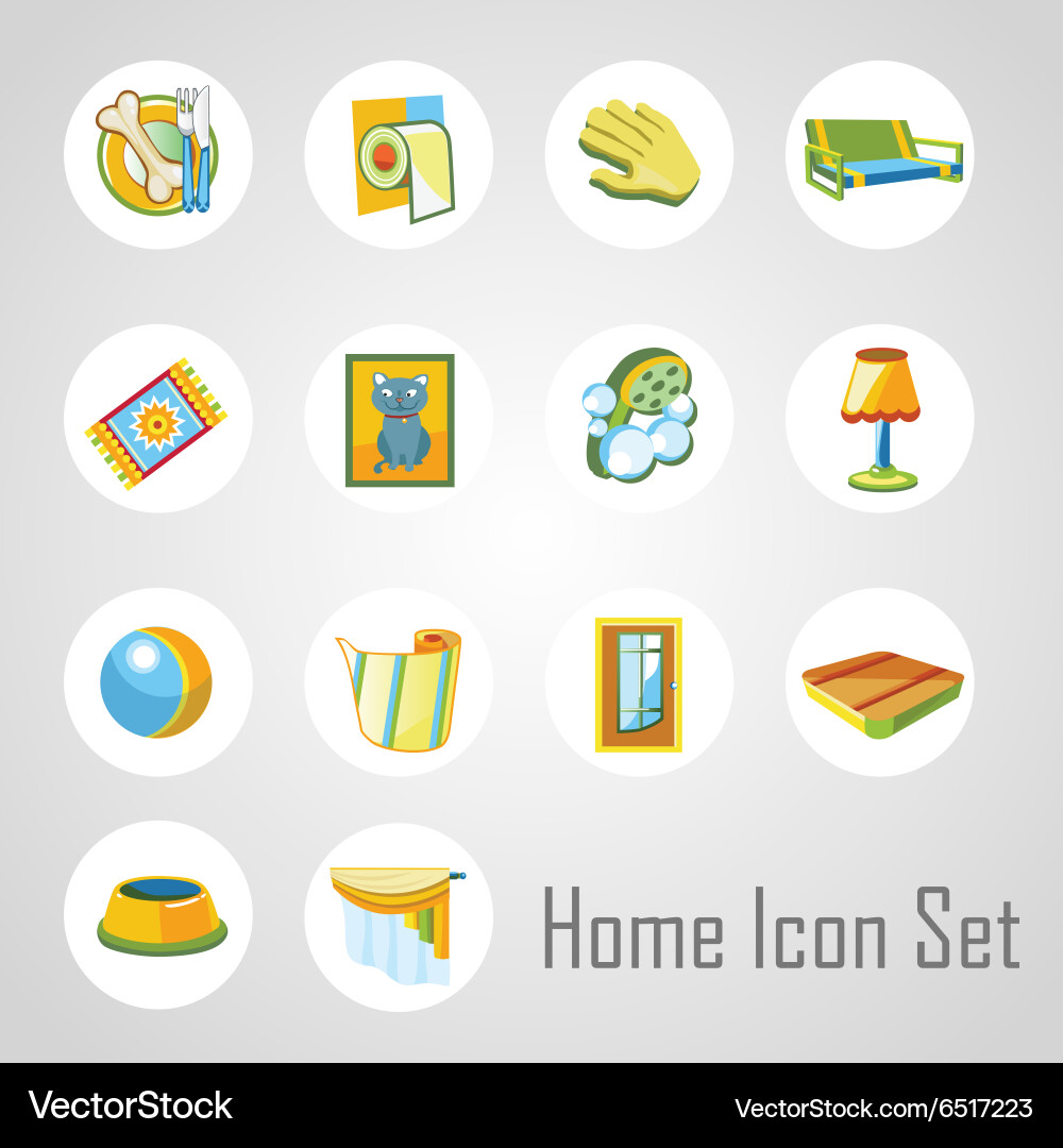 Home icons set 14 objects in the same style vector image