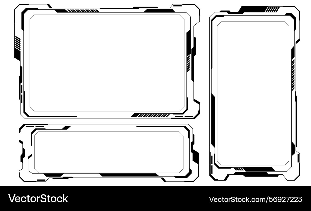 Hud frames black user interface elements design Hud frames black user interface elements design vector image