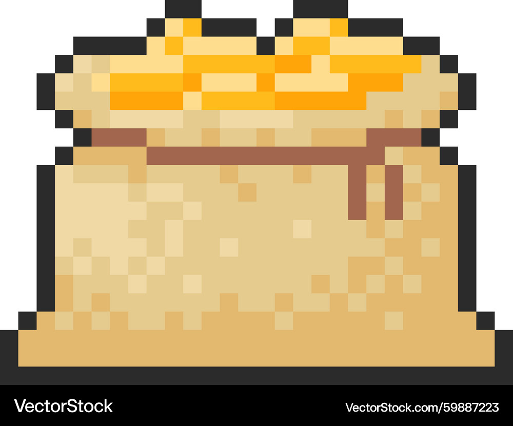 Pixel Art Golden Coins in Bag – Royalty-Free Vector | VectorStock