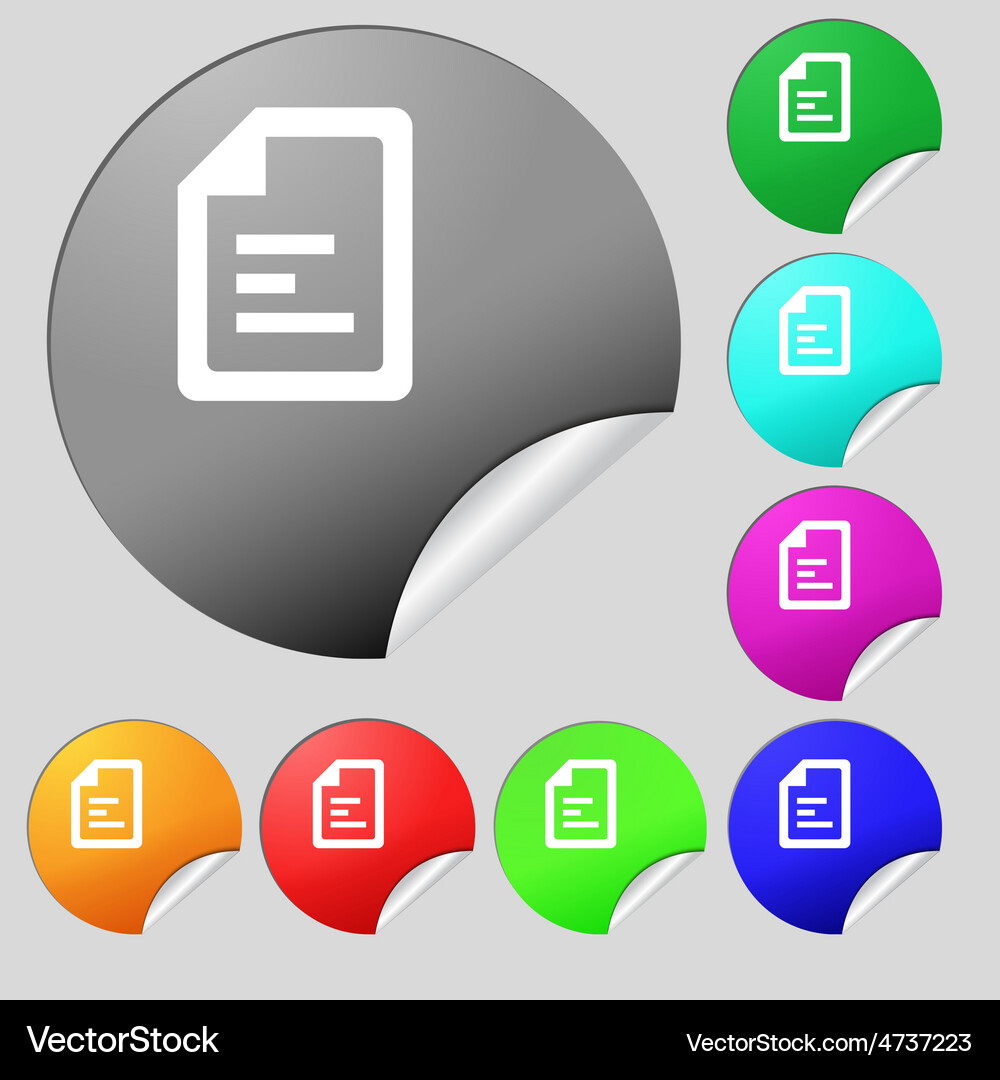Text file icon sign set of eight multi-colored Vector Image