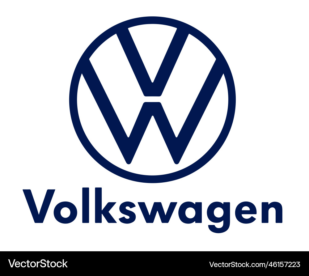Volkswagen logo brand car symbol with name blue Volkswagen logo brand car symbol with name blue vector image
