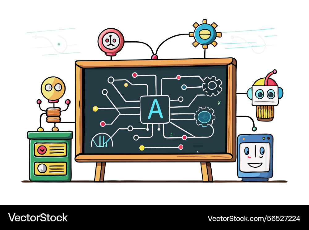 Ai algorithms drawn on a chalkboard with circuits Ai algorithms drawn on a chalkboard with circuits vector image