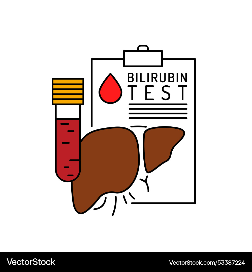 Bluttestzeichen Bilirubin Ikone in Umriss Bluttestzeichen Bilirubin Ikone in Umriss vektorbild