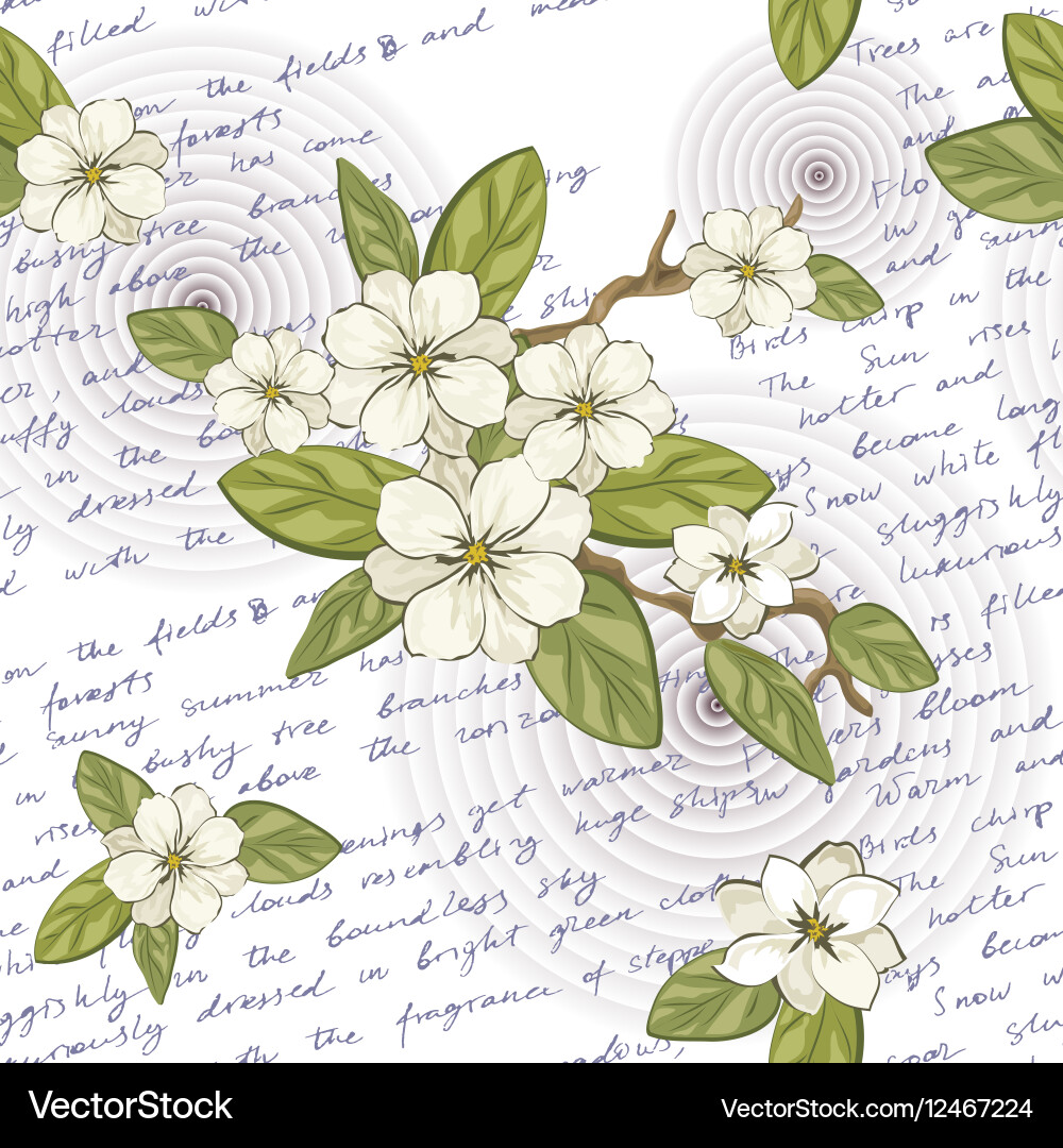 Floral Seamless Pattern with Script Text vector image