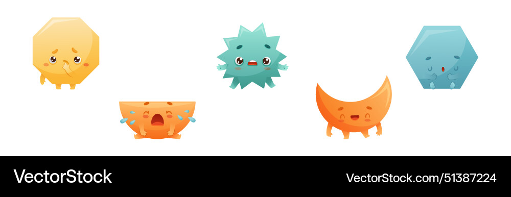 Geometric shape character with different face Geometric shape character with different face vector image