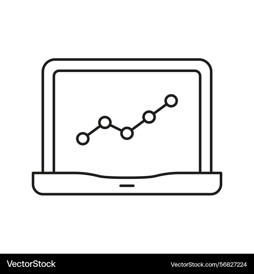 Laptop with graph line icon data analysis Laptop with graph line icon data analysis vector image