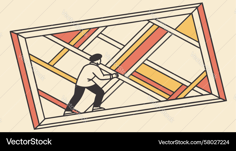 Man Overcoming Map Challenge Vector Image